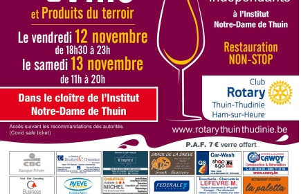 22ÈME SALON DES VINS ET PRODUITS DU TERROIR CE VENDREDI 12 ET SAMEDI 13 NOVEMBRE 2021 À NOTRE-DAME DE THUIN